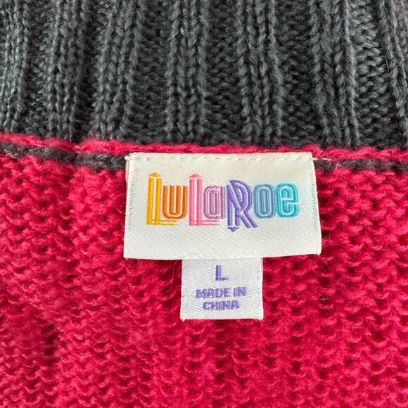 Lularoe Lucille Cardigan Sweater Large Cable Knit Pink Gray Oversized CJ-2080 - Picture 5 of 7